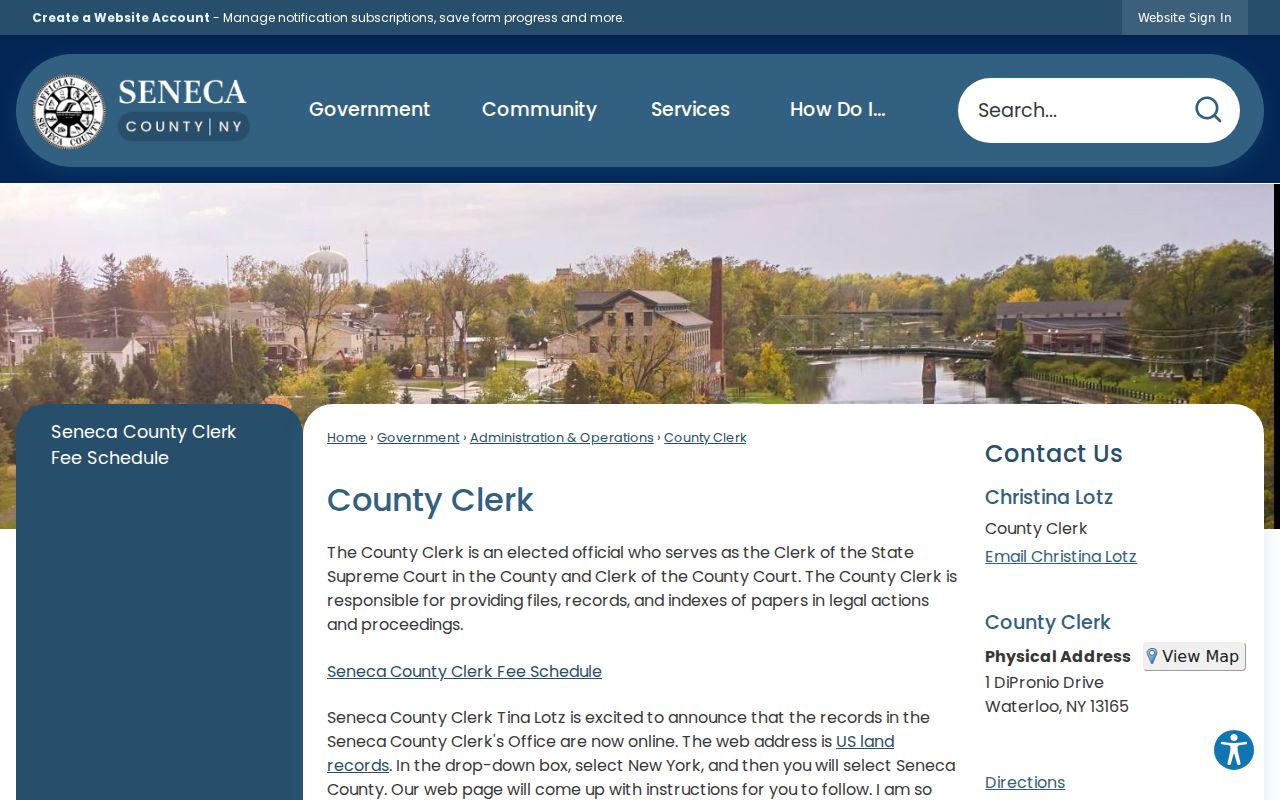 Seneca County criminal court records and County Clerk page