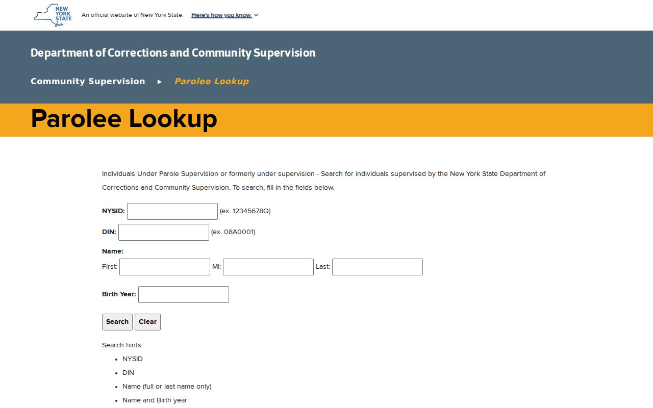 Seneca County criminal history DOCCS parolee lookup