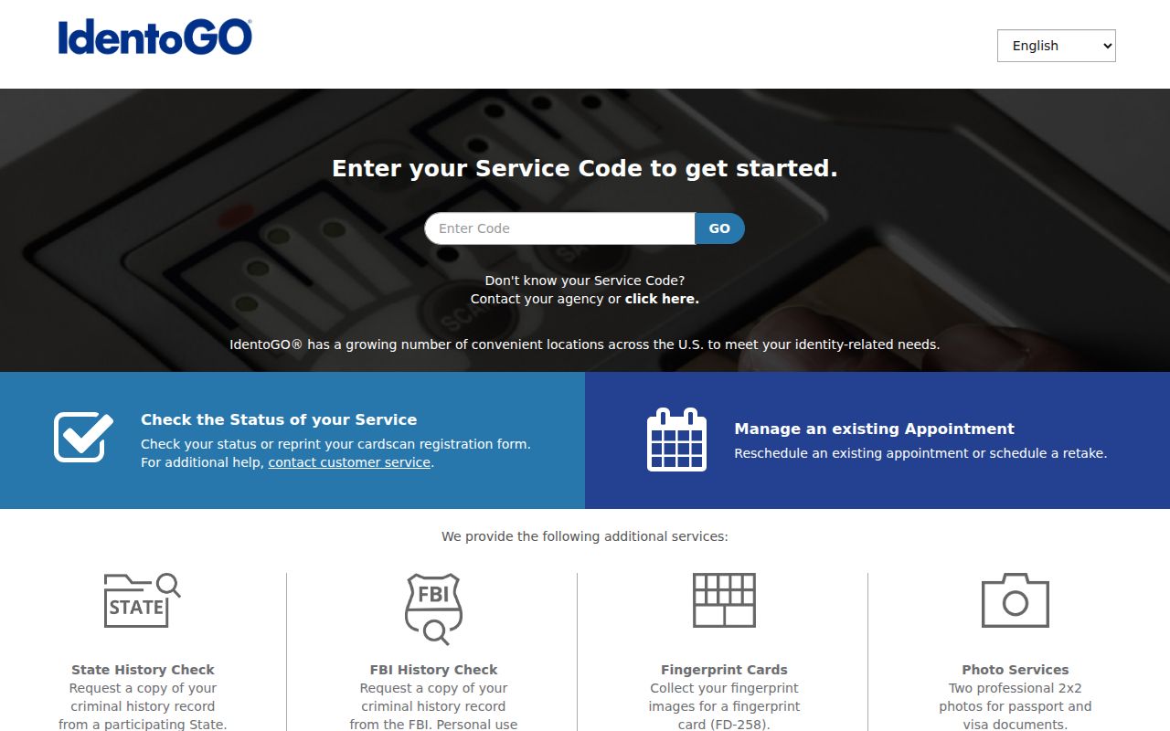 Seneca County criminal record fingerprint enrollment through IdentoGO