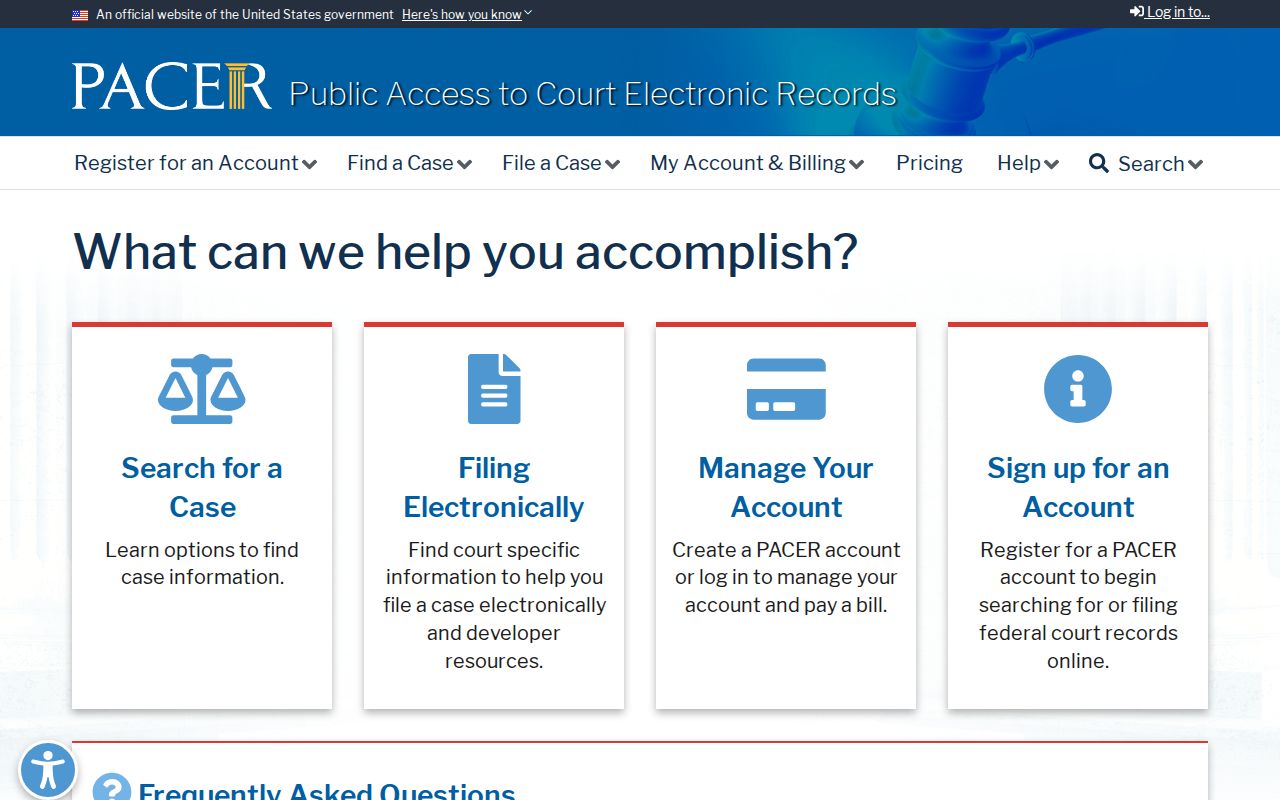 PACER federal court records portal relevant to Ovid case searches